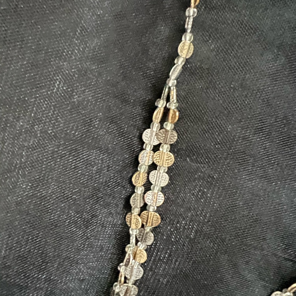 Gold and silver long layered necklace